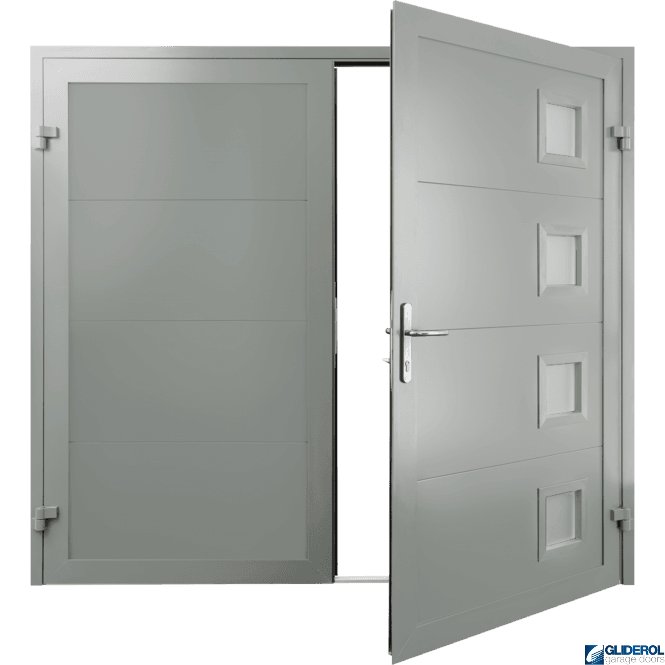 Gliderol AGATE-GREY (RAL7038) Insulated Porthole Side Hinged Garage Door