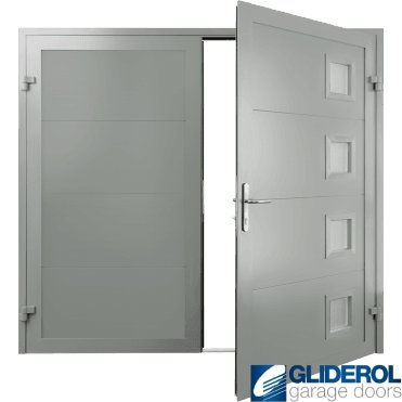 AGATE-GREY (RAL7038) Insulated Porthole Side Hinged Garage Door