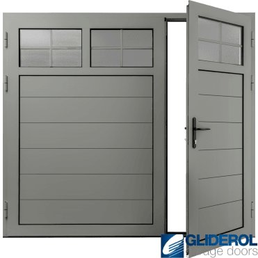 AGATE-GREY (RAL7038) Insulated Traditional Horizontal Medium Rib Side Hinged Garage Door (1/3)