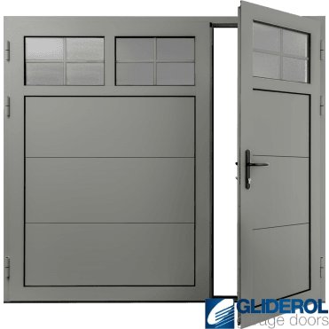 AGATE-GREY (RAL7038) Insulated Traditional Horizontal Wide Rib Side Hinged Garage Door (1/3)