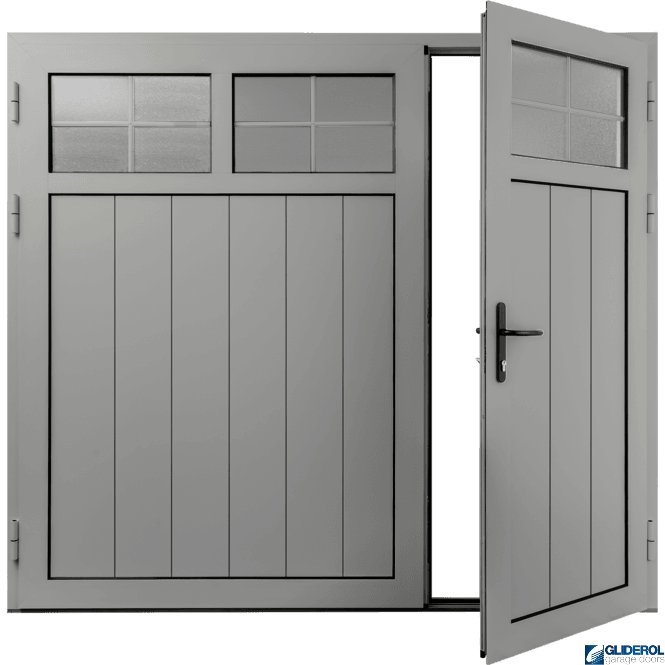 Gliderol AGATE-GREY (RAL7038) Insulated Traditional Vertical Medium Rib Side Hinged Garage Door (1/3)