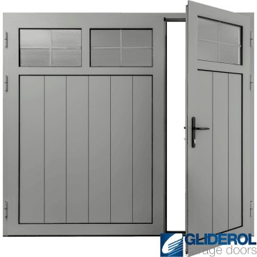 AGATE-GREY (RAL7038) Insulated Traditional Vertical Medium Rib Side Hinged Garage Door (1/3)
