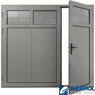 AGATE-GREY (RAL7038) Insulated Traditional Vertical Wide Rib Side Hinged Garage Door (1/3)