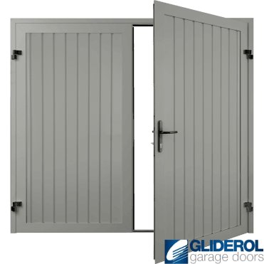 AGATE GREY (RAL7038) Premium Vertical Standard Rib (non-insulated) Side Hinged Garage Door