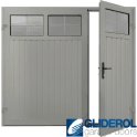 AGATE GREY (RAL7038) Premium Vertical Standard Rib (non-insulated) Side Hinged Garage Door with windows (1/3)