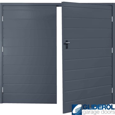 ANTHRACITE (RAL7016) Budget Horizontal Medium Rib Side Hinged Garage Door