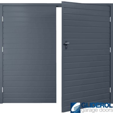 ANTHRACITE (RAL7016) Budget Horizontal Standard Rib Side Hinged Garage Door