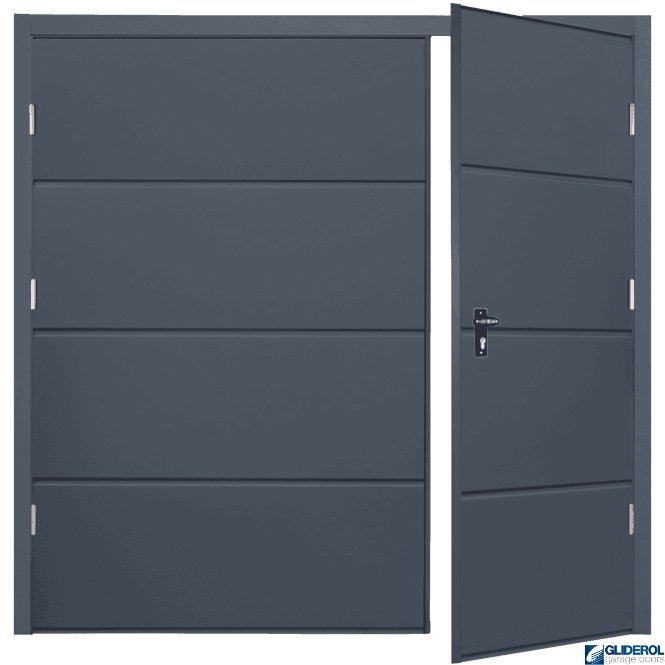 Gliderol ANTHRACITE (RAL7016) Budget Horizontal Wide Rib Side Hinged Garage Door