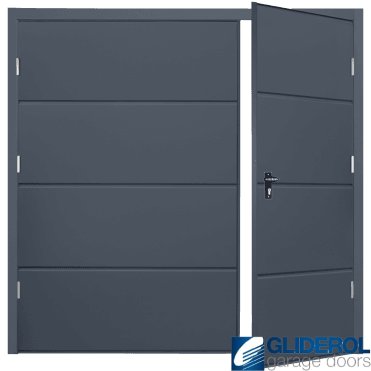 ANTHRACITE (RAL7016) Budget Horizontal Wide Rib Side Hinged Garage Door