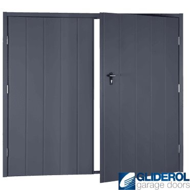 ANTHRACITE (RAL7016) Budget Vertical Medium Rib Side Hinged Garage Door
