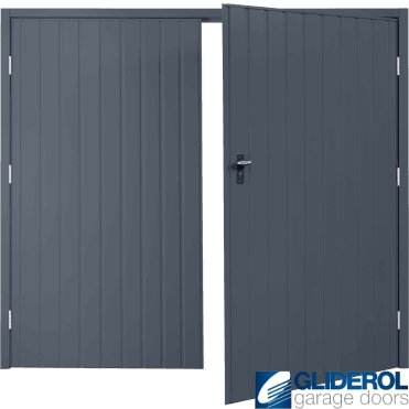 ANTHRACITE (RAL7016) Budget Vertical Standard Rib Side Hinged Garage Door