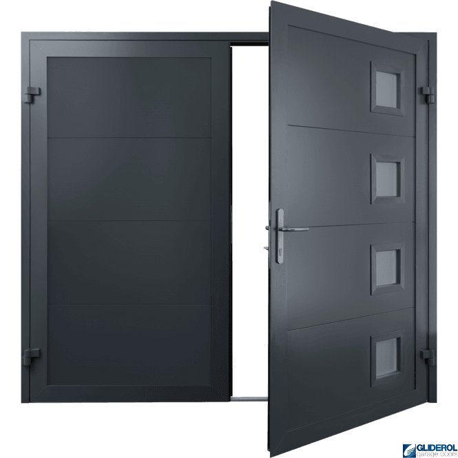 Gliderol ANTHRACITE (RAL7016) Insulated Porthole Side Hinged Garage Door