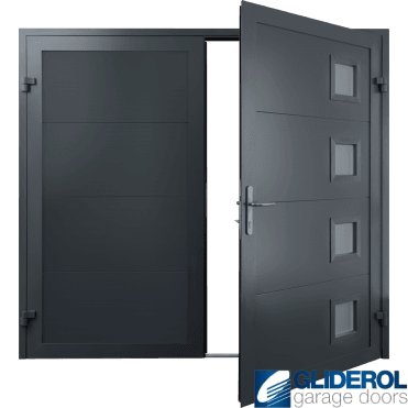 ANTHRACITE (RAL7016) Insulated Porthole Side Hinged Garage Door