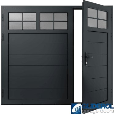 ANTHRACITE (RAL7016) Insulated Traditional Horizontal Medium Rib Side Hinged Garage Door (1/3)