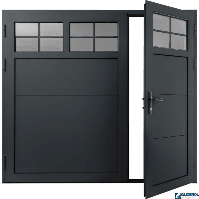 Gliderol ANTHRACITE (RAL7016) Insulated Traditional Horizontal Wide Rib Side Hinged Garage Door (1/3)