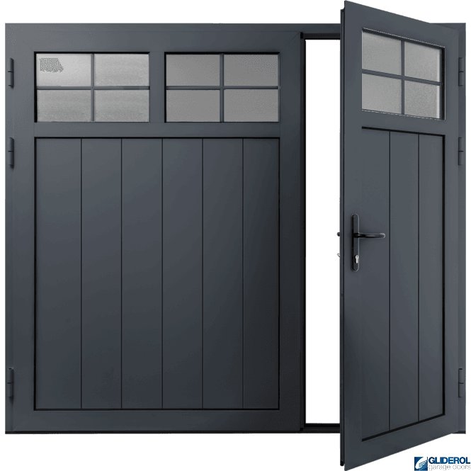 Gliderol ANTHRACITE (RAL7016) Insulated Traditional Vertical Medium Rib Side Hinged Garage Door (1/3)
