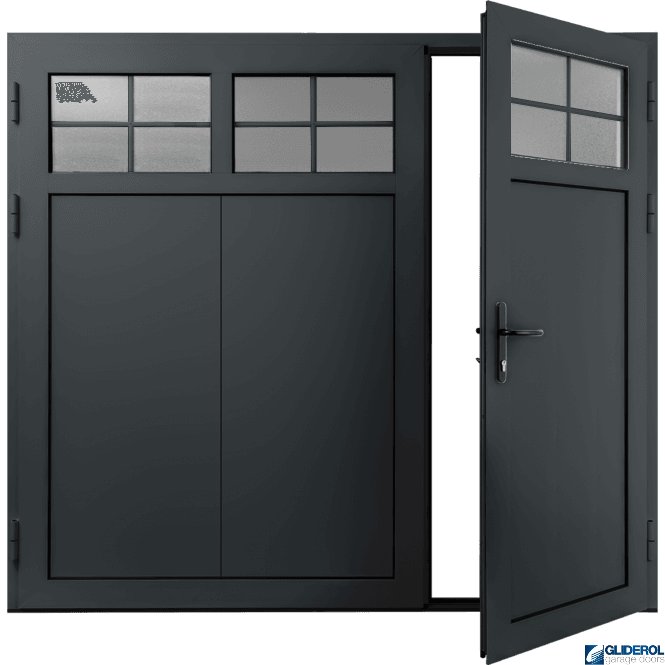 Gliderol ANTHRACITE (RAL7016) Insulated Traditional Vertical Wide Rib Side Hinged Garage Door (1/3)