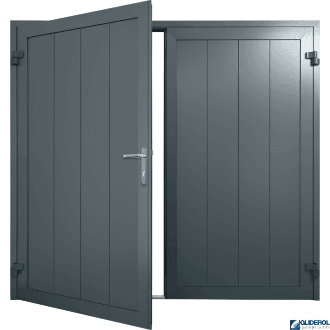 Gliderol ANTHRACITE (RAL7016) Insulated Vertical Medium Rib Side Hinged Garage Door
