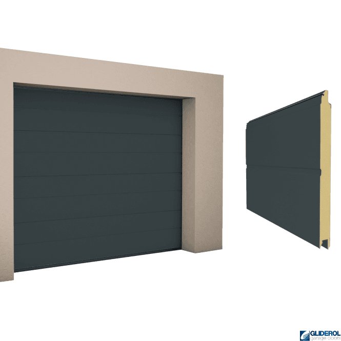 Gliderol ANTHRACITE (RAL7016) M-Rib woodgrain Sectional Garage Door