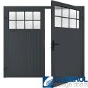 ANTHRACITE (RAL7016) Premium Hartshill Vertical Standard Rib (non-insulated) Side Hinged Garage Door with windows