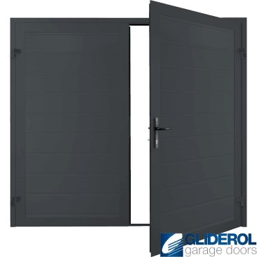ANTHRACITE (RAL7016) Premium Horizontal Medium Rib (non-insulated) Side Hinged Garage Door