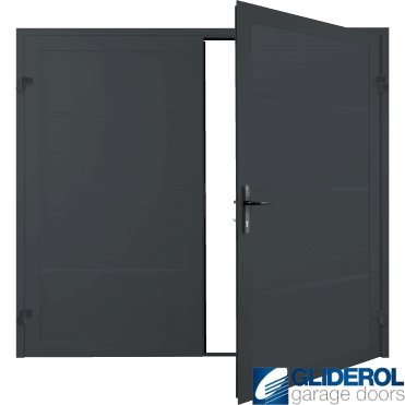 ANTHRACITE (RAL7016) Premium Horizontal Wide Rib (non-insulated) Side Hinged Garage Door