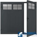 ANTHRACITE (RAL7016) Premium Vertical Medium Rib (non-insulated) Side Hinged Garage Door with windows (1/3)