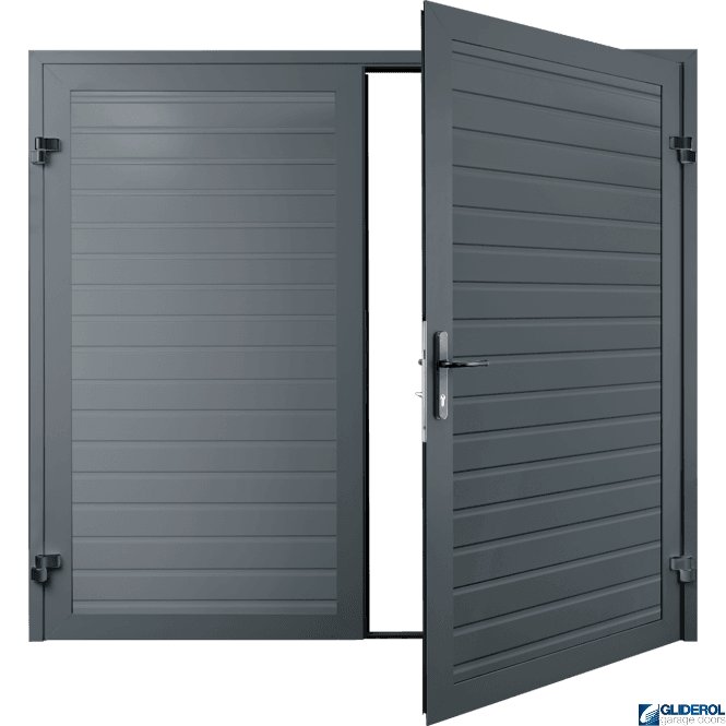 Gliderol BASALT GREY (RAL7012) Premium Horizontal Standard Rib (non-insulated) Side Hinged Garage Door