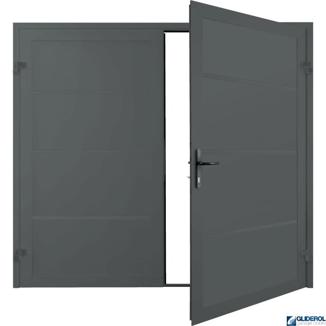 Gliderol BASALT GREY (RAL7012) Premium Horizontal Wide Rib (non-insulated) Side Hinged Garage Door