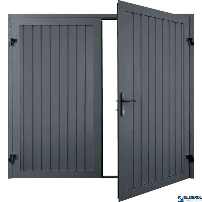 Gliderol BASALT GREY (RAL7012) Premium Vertical Standard Rib (non-insulated) Side Hinged Garage Door