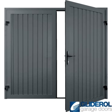 BASALT GREY (RAL7012) Premium Vertical Standard Rib (non-insulated) Side Hinged Garage Door