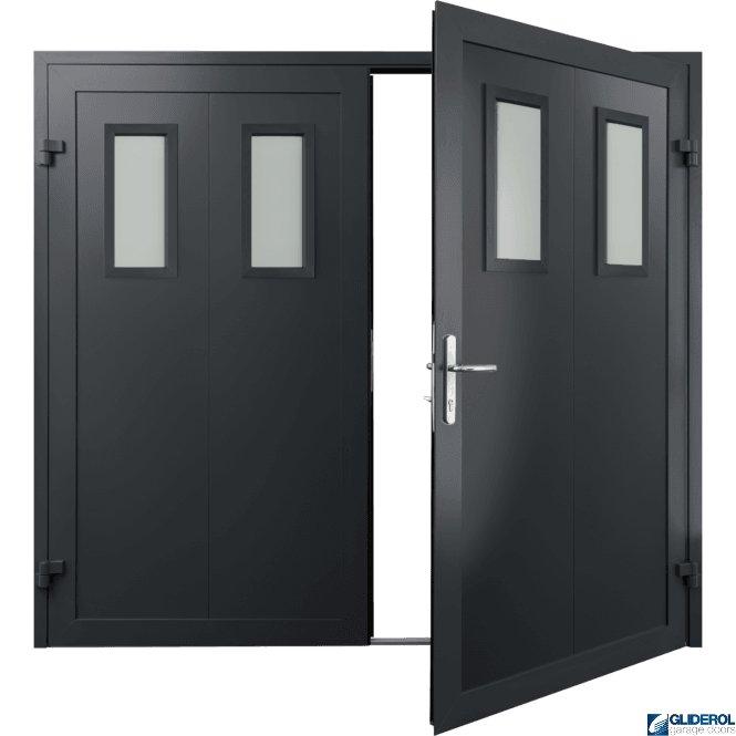 Gliderol BLACK-GREY (RAL7021) Insulated Bradford Side Hinged Garage Door