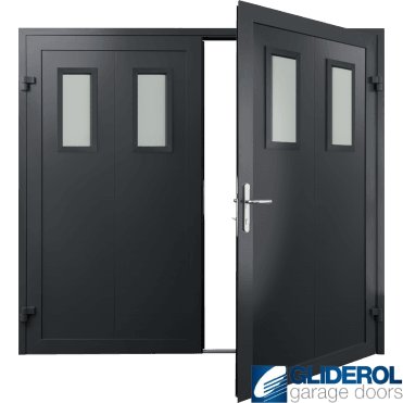 BLACK-GREY (RAL7021) Insulated Bradford Side Hinged Garage Door