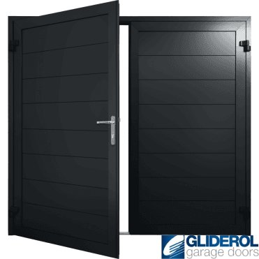 BLACK-GREY (RAL7021) Insulated Horizontal Medium Rib Side Hinged Garage Door