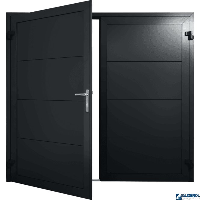 Gliderol BLACK-GREY (RAL7021) Insulated Horizontal Wide Rib Side Hinged Garage Door