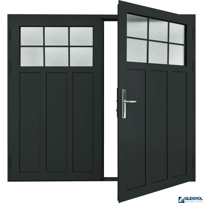 Gliderol BLACK-GREY (RAL7021) Insulated Kingsbury Side Hinged Garage Door