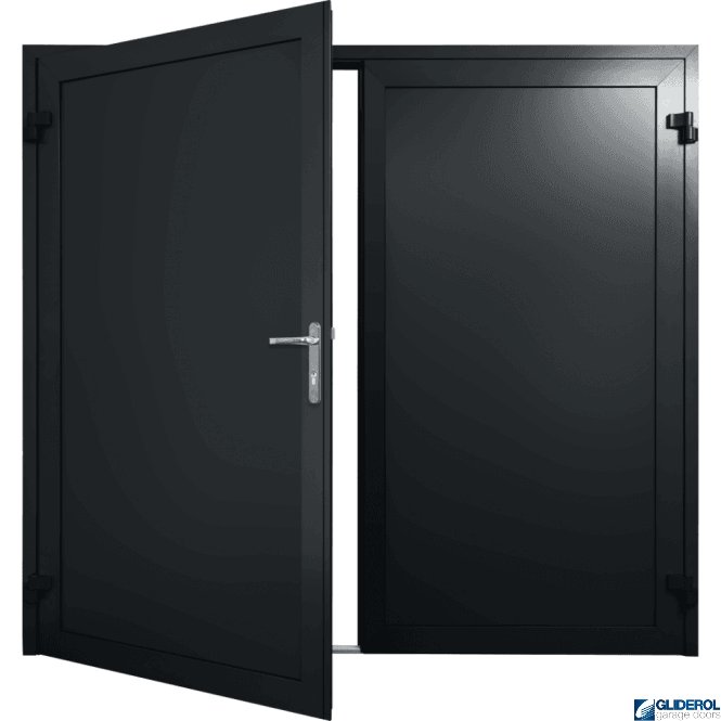 Gliderol BLACK-GREY (RAL7021) Insulated Solid Rib Side Hinged Garage Door
