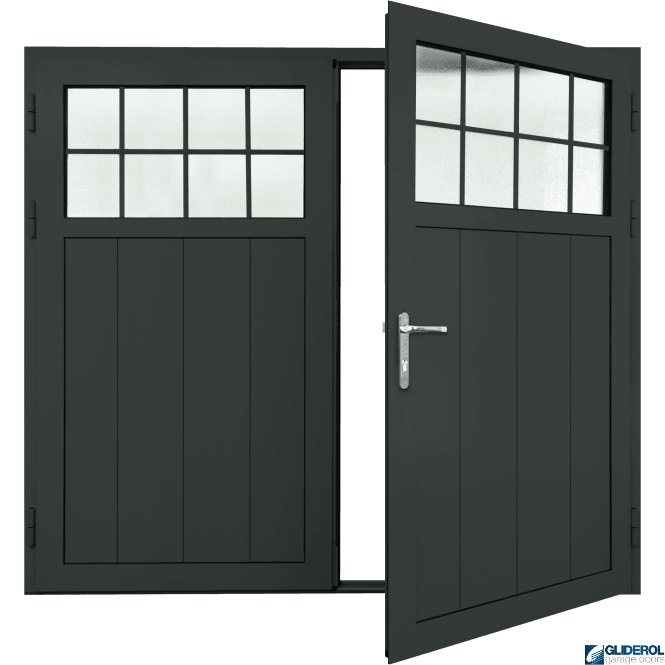 Gliderol BLACK-GREY (RAL7021) Insulated Traditional Vertical Medium Rib Side Hinged Garage Door