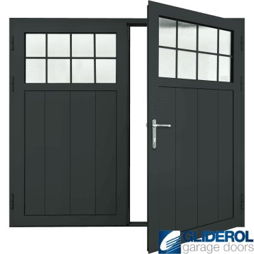 BLACK-GREY (RAL7021) Insulated Traditional Vertical Medium Rib Side Hinged Garage Door