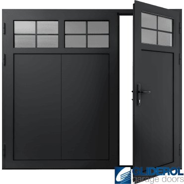 BLACK-GREY (RAL7021) Insulated Traditional Vertical Wide Rib Side Hinged Garage Door (1/3)