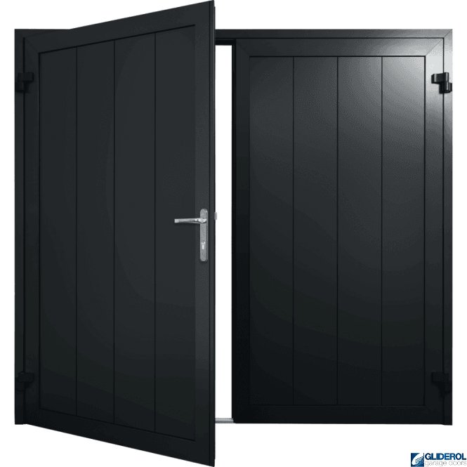 Gliderol BLACK-GREY (RAL7021) Insulated Vertical Medium Rib Side Hinged Garage Door