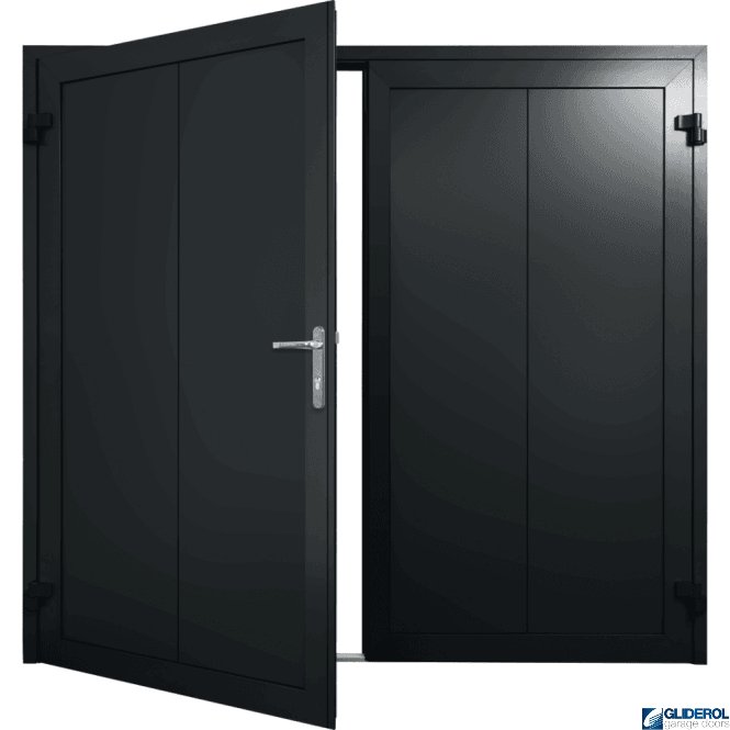 Gliderol BLACK-GREY (RAL7021) Insulated Vertical Wide Rib Side Hinged Garage Door