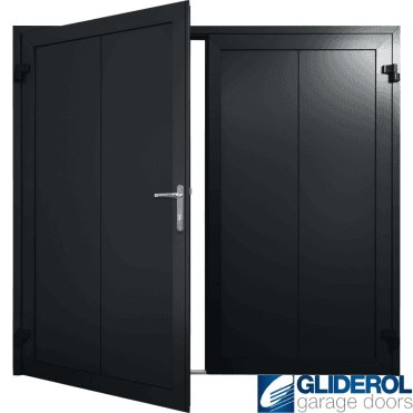 BLACK-GREY (RAL7021) Insulated Vertical Wide Rib Side Hinged Garage Door