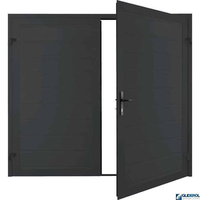 Gliderol BLACK GREY (RAL7021) Premium Horizontal Medium Rib (non-insulated) Side Hinged Garage Door