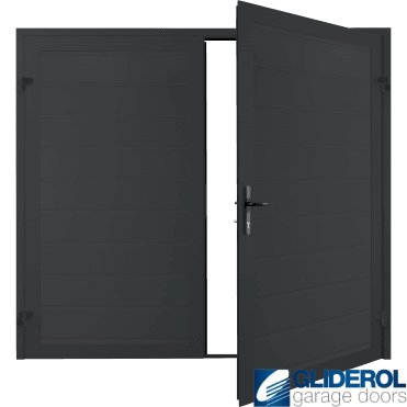 BLACK GREY (RAL7021) Premium Horizontal Medium Rib (non-insulated) Side Hinged Garage Door