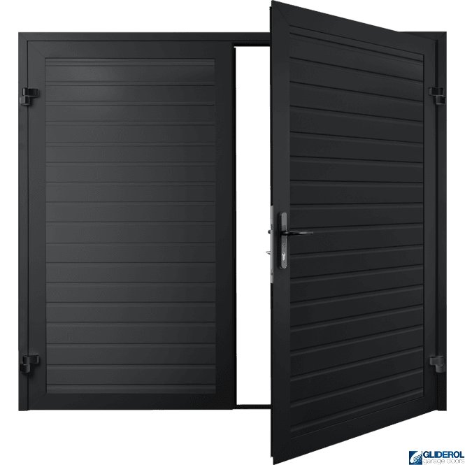 Gliderol BLACK GREY (RAL7021) Premium Horizontal Standard Rib (non-insulated) Side Hinged Garage Door