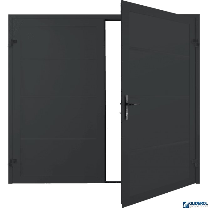 Gliderol BLACK GREY (RAL7021) Premium Horizontal Wide Rib (non-insulated) Side Hinged Garage Door