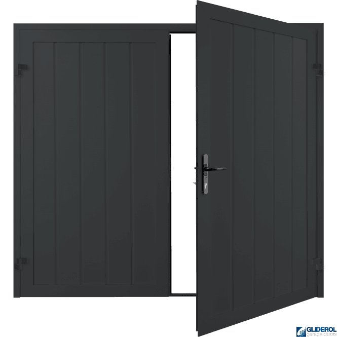 Gliderol BLACK GREY (RAL7021) Premium Vertical Medium Rib (non-insulated) Side Hinged Garage Door