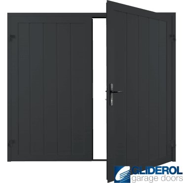 BLACK GREY (RAL7021) Premium Vertical Medium Rib (non-insulated) Side Hinged Garage Door