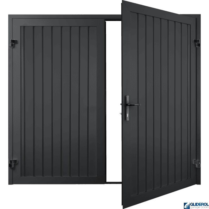 Gliderol BLACK GREY (RAL7021) Premium Vertical Standard Rib (non-insulated) Side Hinged Garage Door